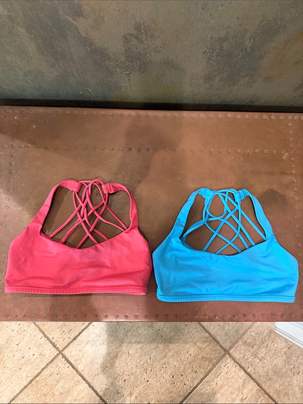 2 LuLuLemon Free To Be Bras in Pink and Blue